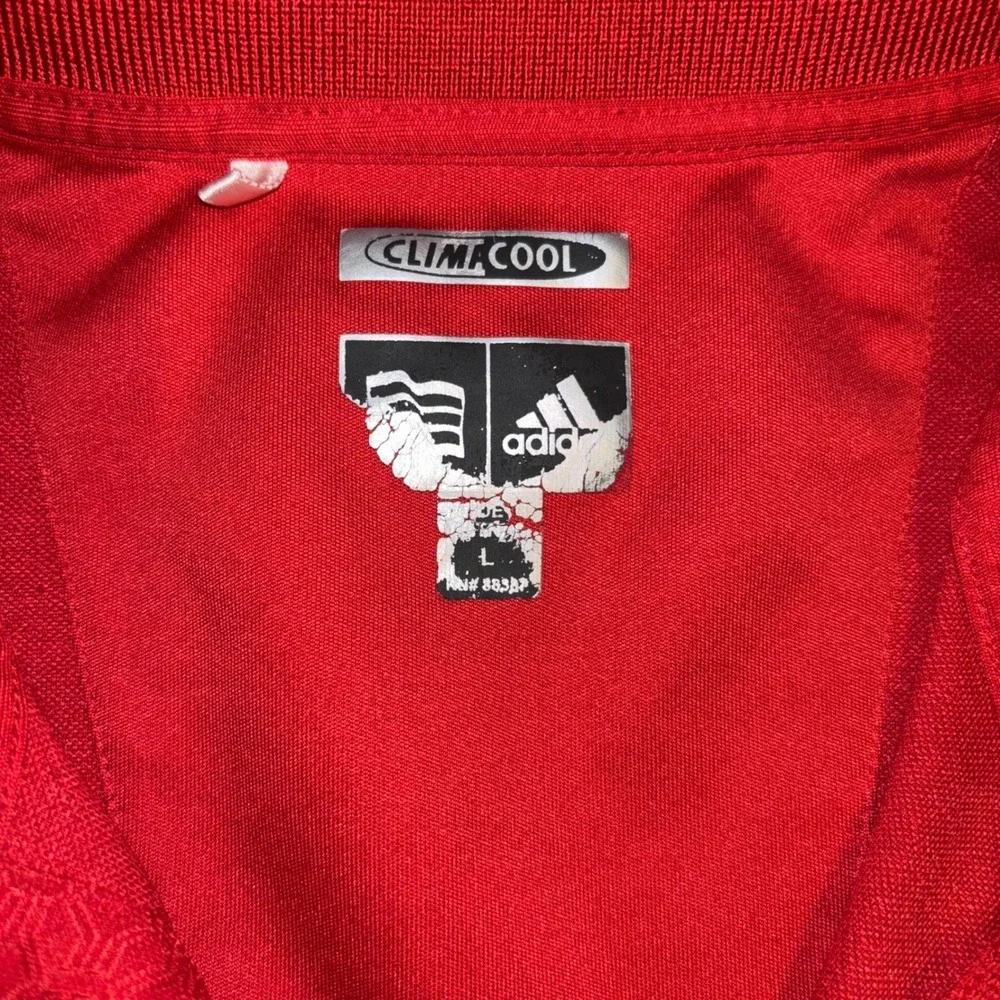 Adidas ClimaCool Golf Polo Shirt Mens Large‎ Red Textured World Tour Golf Links